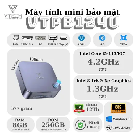 Mini PC VTECH VTPB124U Intel Core i5| 8Gb+ 256Gb