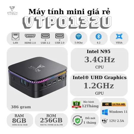 Mini PC VTECH VTPO132U Intel N95| Ram 8Gb| SSD 256Gb