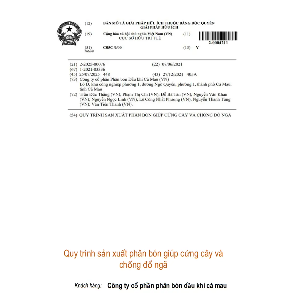 Quy trình sản xuất phân bón giúp cứng cây và chống đổ ngã