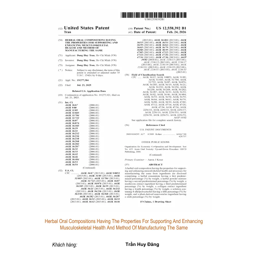 Herbal Oral Compositions Having The Properties For Supporting And Enhancing Musculoskeletal Health And Method Of Manufacturing The Same