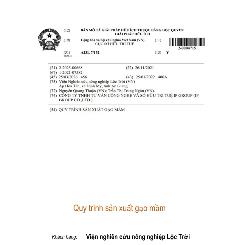 Quy trình sản xuất gạo mầm