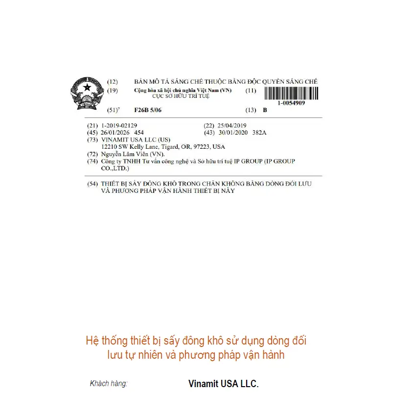 Hệ thống thiết bị sấy đông khô sử dụng dòng đối lưu tự nhiên và phương pháp vận hành