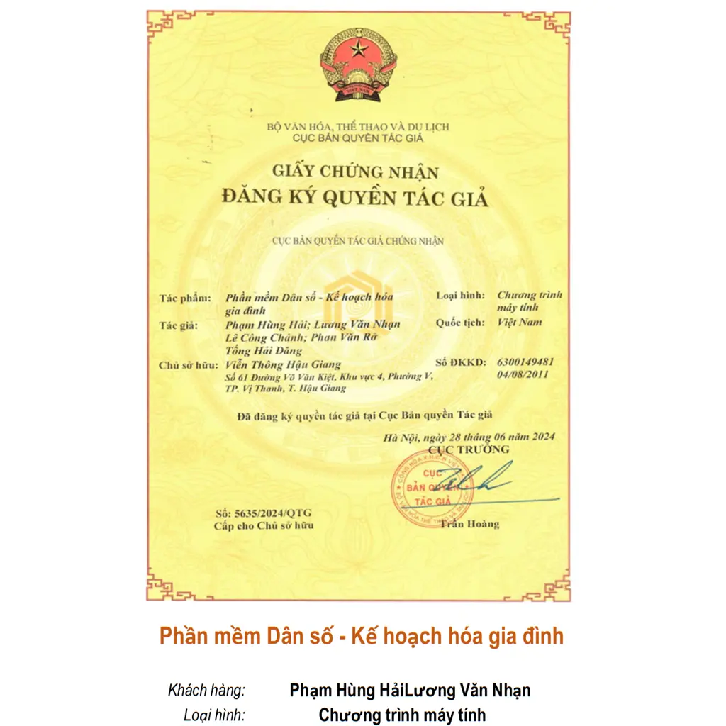 Phần mềm Dân số - Kế hoạch hóa gia đình