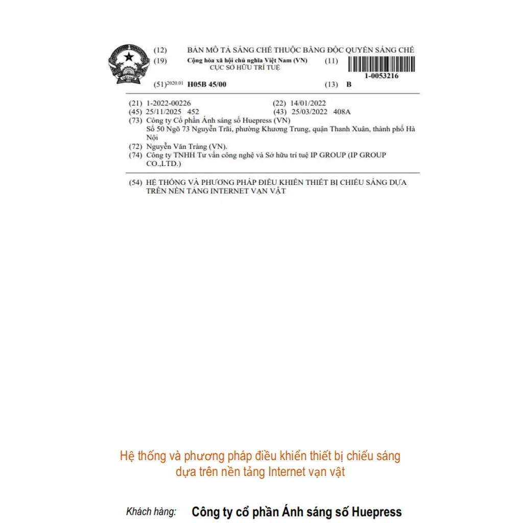 Hệ thống và phương pháp điều khiển thiết bị chiếu sáng dựa trên nền tảng Internet vạn vật