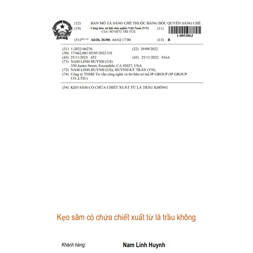 Kẹo sâm có chứa chiết xuất từ lá trầu không