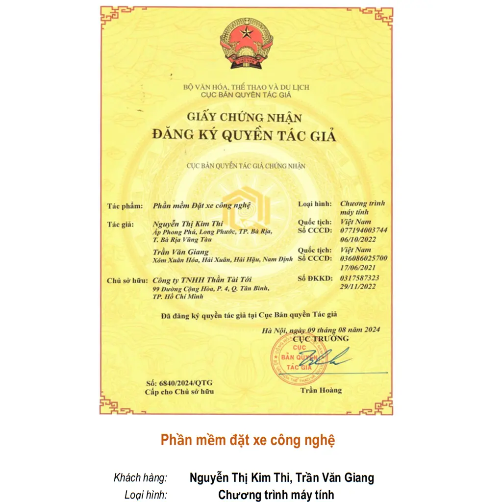 Phần mềm đặt xe công nghệ