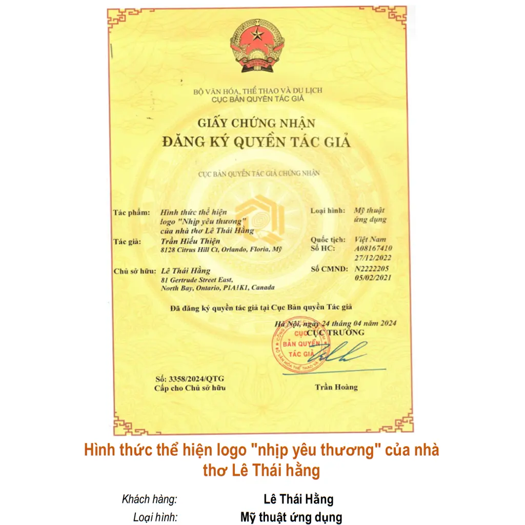 Hình thức thể hiện logo "nhịp yêu thương" của nhà thơ Lê Thái Hằng