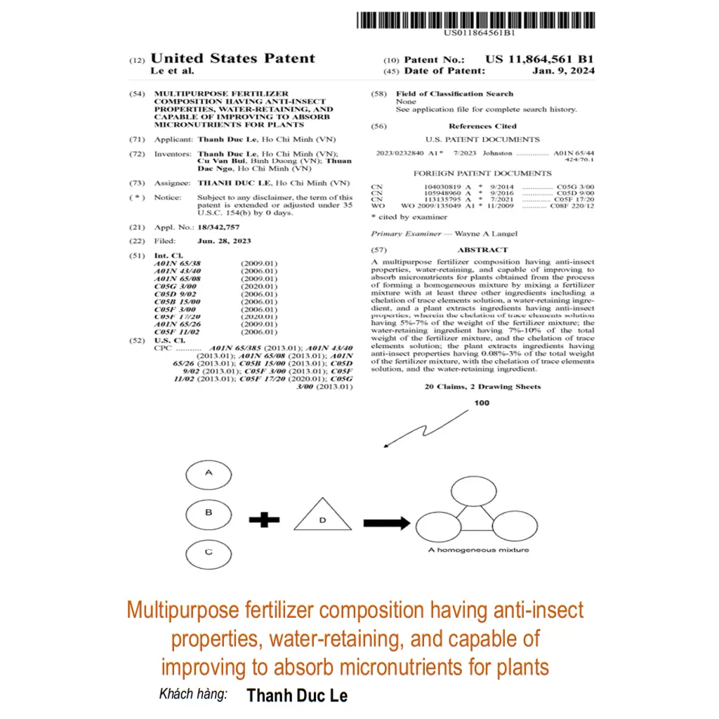 Multipurpose fertilizer composition having anti-insect properties, water-retaining, and capable of improving to absorb micronutrients for plants
