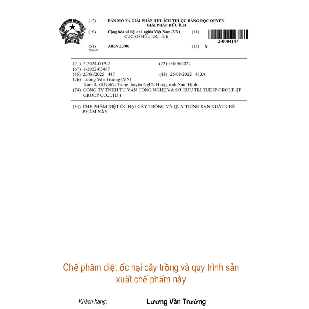 Chế phẩm diệt ốc hại cây trồng và quy trình sản xuất chế phẩm này