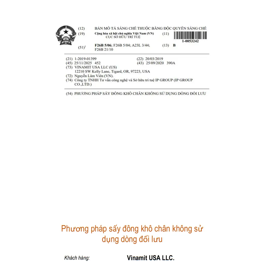 Phương pháp sấy đông khô chân không sử dụng dòng đối lưu