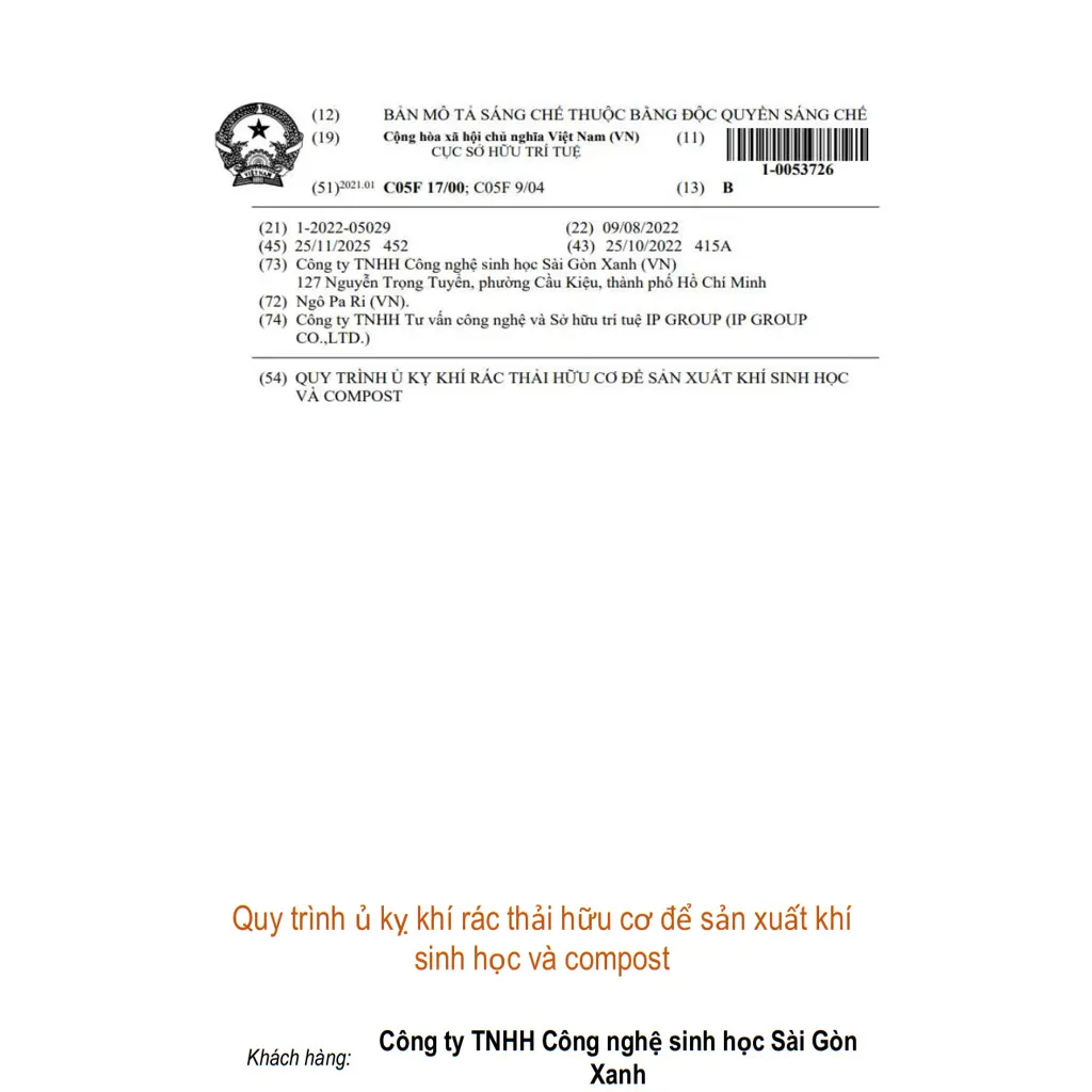 Quy trình ủ kỵ khí rác thải hữu cơ để sản xuất khí sinh học và compost