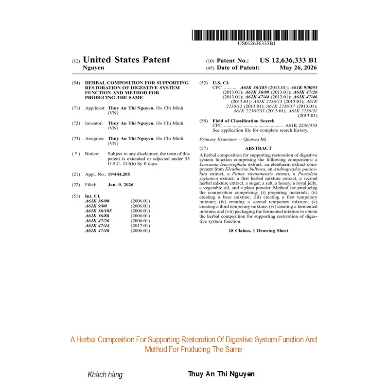 A Herbal Composition For Supporting Restoration Of Digestive System Function And Method For Producing The Same